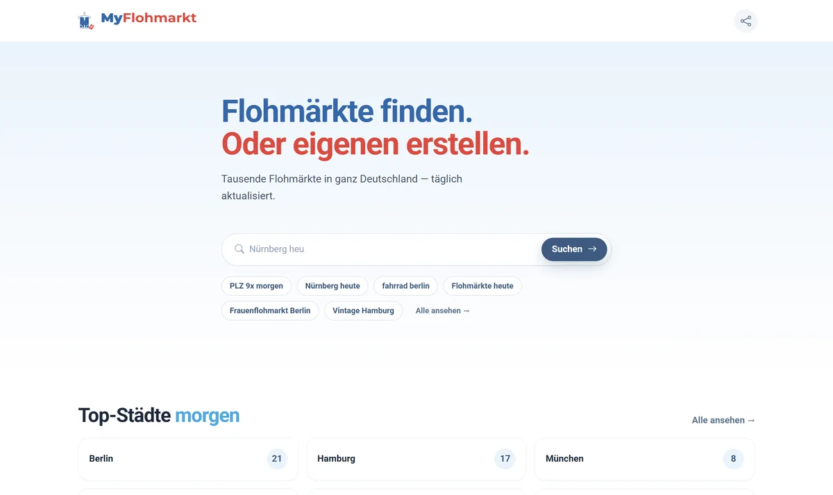 MyFlohmarkt ist gestartet